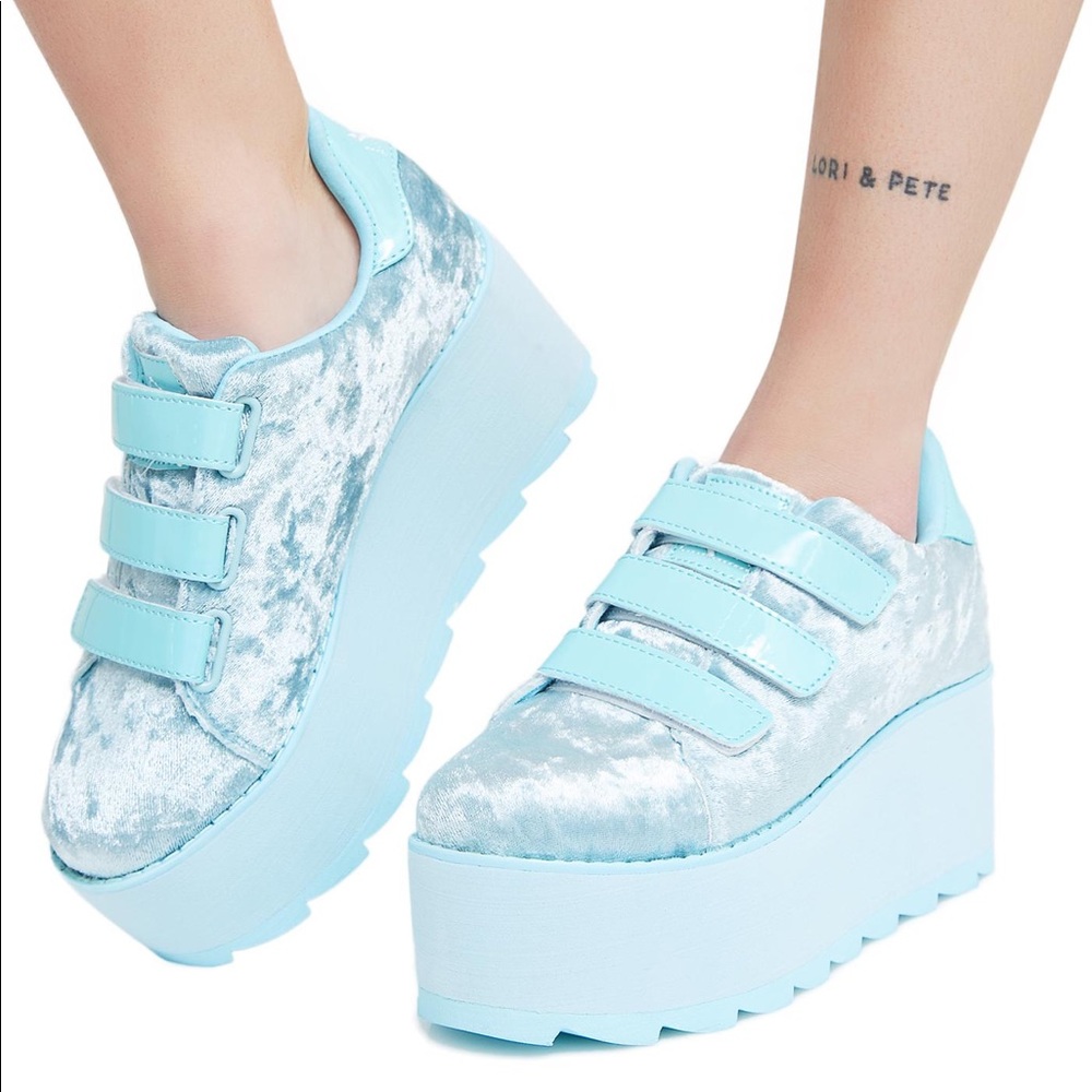 Y.R.U LaLa velvet Velcro platforms